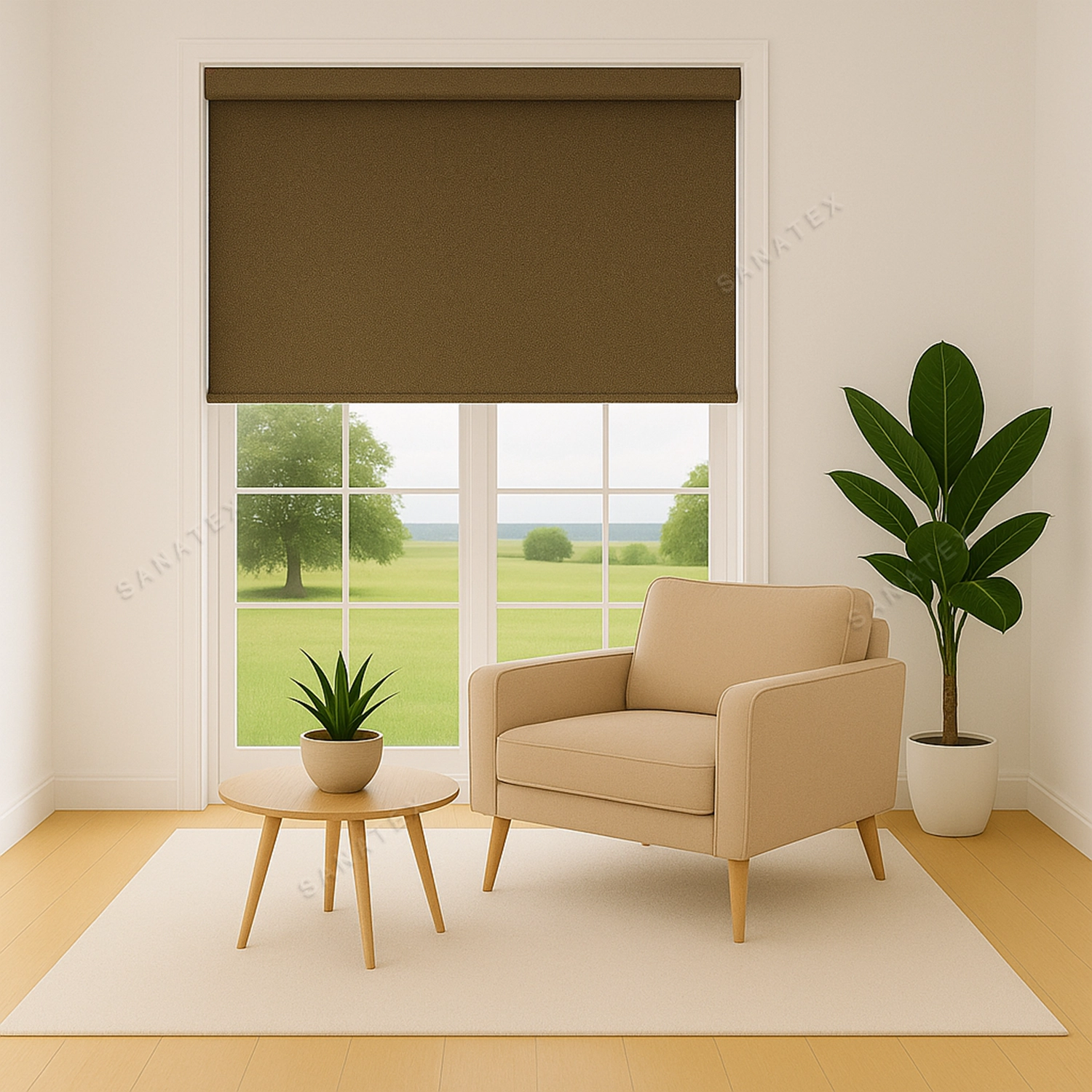 پرده شید‌ رول شاین قهوه‌ای - خرید پرده شید‌ رول شاین قهوه‌ای