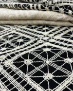 خرید لینن سوزن دوزی طرح مربع - لینن سوزن دوزی طرح مربع - قیمت لینن سوزن دوزی طرح مربع - پارچه لباسی لینن سوزن دوزی طرح مربع