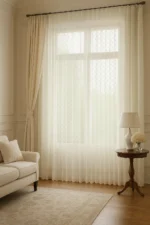 پارچه پرده‌ای تور گلدوزی‌شده با حاشیه- خرید از سناتکس