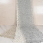 پارچه پرده‌ای تور طوسی گلدوزی‌شده با حاشیه- خرید از سناتکس