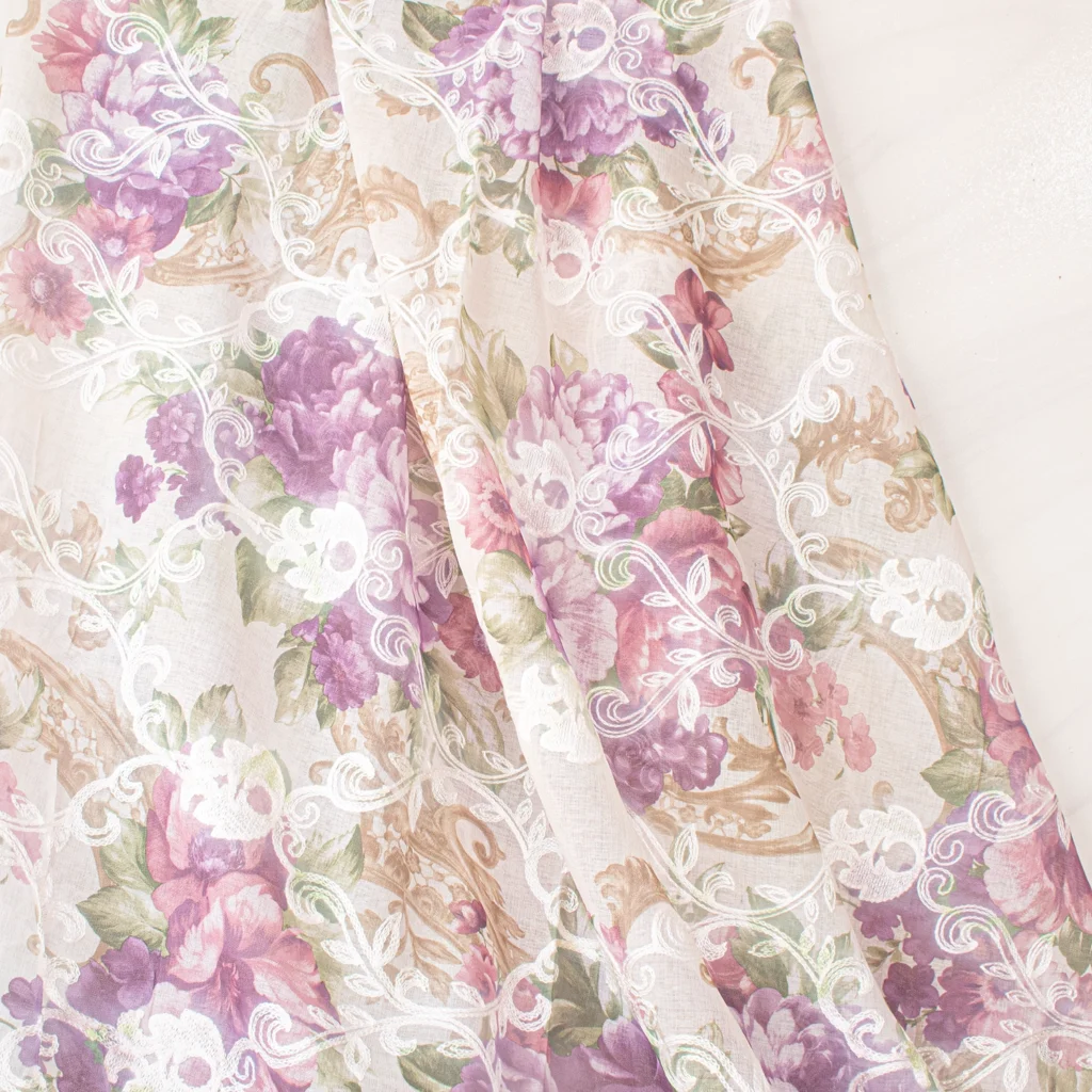 پارچه پرده‌ای گلدوزی رزانا-خرید از سناتکس - کیفیت و قیمت مناسب