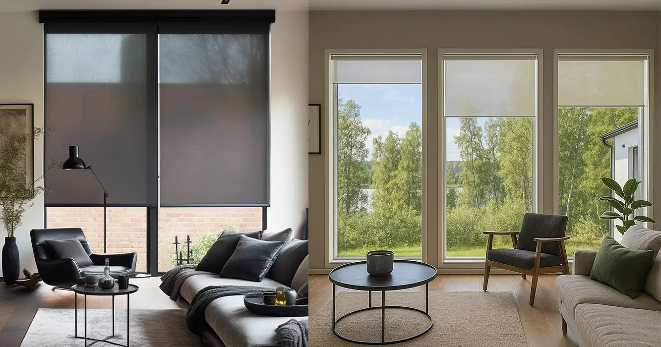 ترکیب رنگ پرده شید با مبلمان و دیوار