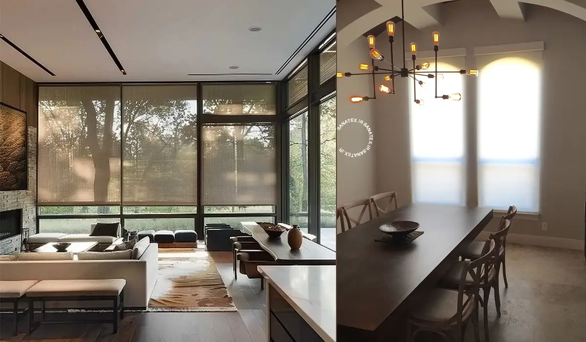 ترکیب رنگ پرده شید با مبلمان و دیوار - ست کردن رنگ پرده شید با مبلمان