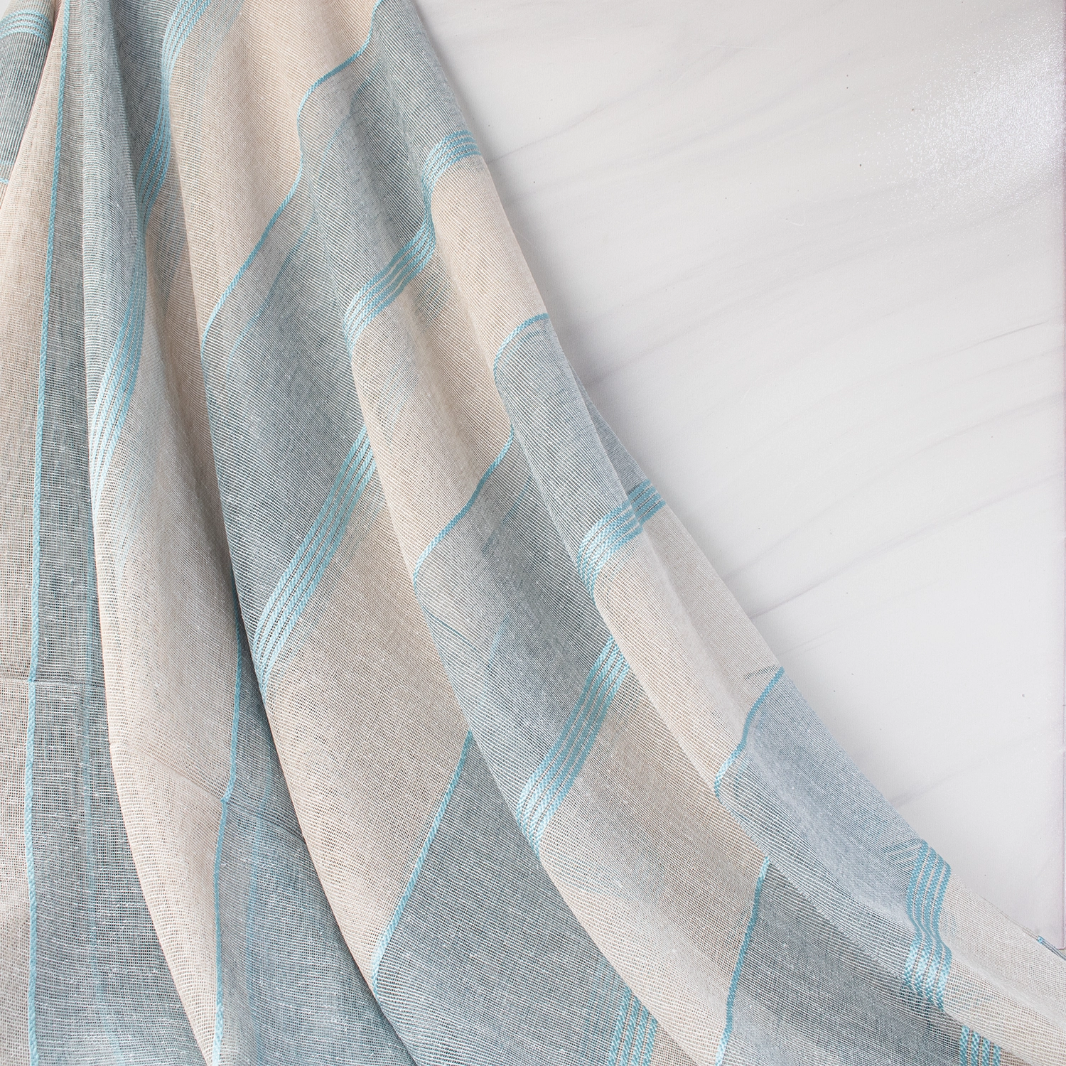 پرده تور راه‌راه ترک با نخ ابریشمی- خرید از سناتکس